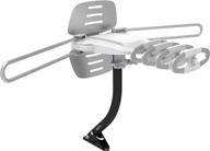 📺 improved amazon basics outdoor tv antenna - amplified hdtv digital reception, 360 degree rotation, 150 mile long range logo