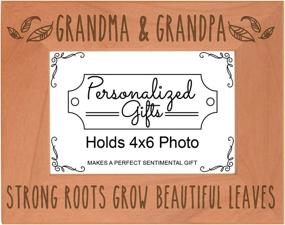 img 2 attached to 🌳 Grandparents Frame Gifts: Engraved 4x6 Natural Wood Picture Frame - Strong Roots Grow Beautiful Leaves, Grandma & Grandpa