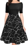 👗 oxiuly patchwork shoulder cocktail bk redplaid - stylish women's clothing for a chic look logo