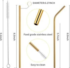 img 3 attached to Set of 8 Reusable Stainless Steel Metal Straws - Colorful Beverage Straws for 20-Ounce Cups. (金)