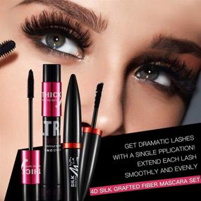 img 1 attached to 👁️ GECOMO 4D Silk Fiber Lash Mascara - Black Volumizing and Lengthening, Natural Hypoallergenic Liquid Lash Extensions Mascara, Waterproof & Smudge-Proof, Long Lasting - The Ultimate Set for Enhanced Volume and Length