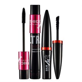 img 4 attached to 👁️ GECOMO 4D Silk Fiber Lash Mascara - Black Volumizing and Lengthening, Natural Hypoallergenic Liquid Lash Extensions Mascara, Waterproof & Smudge-Proof, Long Lasting - The Ultimate Set for Enhanced Volume and Length