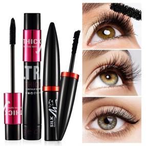 img 3 attached to 👁️ GECOMO 4D Silk Fiber Lash Mascara - Black Volumizing and Lengthening, Natural Hypoallergenic Liquid Lash Extensions Mascara, Waterproof & Smudge-Proof, Long Lasting - The Ultimate Set for Enhanced Volume and Length