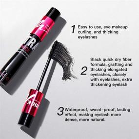 img 2 attached to 👁️ GECOMO 4D Silk Fiber Lash Mascara - Black Volumizing and Lengthening, Natural Hypoallergenic Liquid Lash Extensions Mascara, Waterproof & Smudge-Proof, Long Lasting - The Ultimate Set for Enhanced Volume and Length