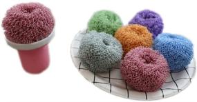 img 3 attached to 🍽️ Non-Scratch Polyester Kitchen Sponge with Handle (4 Pack) - Dish Scrubber Brush Scouring Pads for Non-Stick Cookware and Coated Tableware