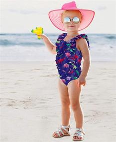 img 2 attached to 👙 One Piece Swimwear for Toddler Girls - ALISISTER Ruffled Bathing Suit for Little Swimmers