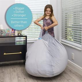 img 2 attached to 🧸 EMMandSOPHIE Kids Stuffed Animal Storage Bean Bag Chair - Bean Bag Chairs for Kids and Teens - Stuffed Animal Holder - Stuffed Animal Bean Bag Storage