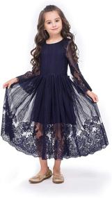 img 4 attached to 🌸 GAZIAR Girls Long Sleeve Lace Midi Floral Dress for Kids - Casual Party, Wedding, Birthday - Ages 3-11 Years