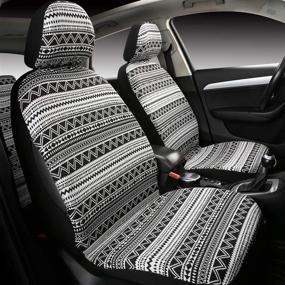 img 3 attached to 🚗 AUTOJING Baja Car Seat Covers - Front Seat Only, Universal Fit Blanket Cloth for SUVs, Trucks, Vans, Black (FRONT-04)