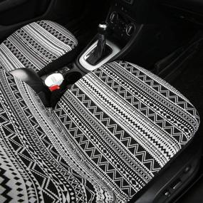 img 2 attached to 🚗 AUTOJING Baja Car Seat Covers - Front Seat Only, Universal Fit Blanket Cloth for SUVs, Trucks, Vans, Black (FRONT-04)