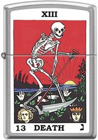 img 1 attached to 💀 Tarot XIII Death Card Skeleton Zippo Lighter: Chrome Finish with Sickle Design