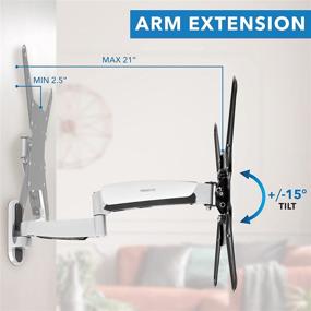 img 2 attached to 📺 Mount-It! Height Adjustable TV Wall Mount Bracket - Gas Spring Arm with Full Motion Articulating Design, Suitable for Flat Screens up to VESA 400x400 mm and 44 Lbs - Silver