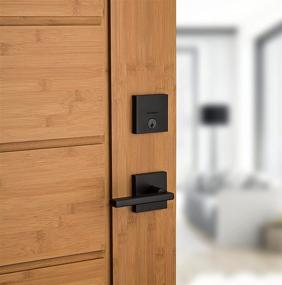 img 1 attached to 🚪 Kwikset 258 Uptown Door Deadbolt, Square Contemporary Low Profile SmartKey Deadbolt, Keyed One Side, Matte Black Finish