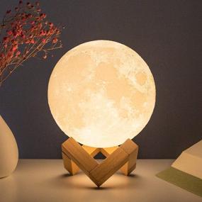 img 3 attached to 🌕 BRIGHTWORLD Moon Lamp - 3D Printed 4.7IN Lunar Night Light for Kids and Women - USB Rechargeable - Touch Control - Warm and Cool White - Perfect Gift