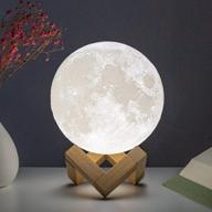 🌕 brightworld moon lamp - 3d printed 4.7in lunar night light for kids and women - usb rechargeable - touch control - warm and cool white - perfect gift логотип