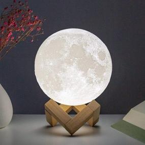 img 4 attached to 🌕 BRIGHTWORLD Moon Lamp - 3D Printed 4.7IN Lunar Night Light for Kids and Women - USB Rechargeable - Touch Control - Warm and Cool White - Perfect Gift