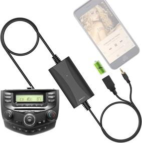 img 1 attached to Honda Civic CRV Accord Odyssey Pilot Car AUX Adapter with USB Charger: Enhance Your Stereo Experience!