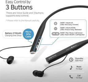 img 1 attached to Партрон PBH-300 Беспроводные наушники с ошейником Bluetooth - HD-стерео, 🎧 долгая работа аккумулятора, 2 микрофона, магнитные наушники - идеально подходят для всех устройств со встроенным Bluetooth (белые)