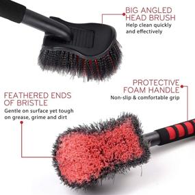 img 3 attached to 🧼 TAKAVU 17.5” Long Handle Wheel Tire Body Brush - Ideal for Easy Scrubbing, Premium Soft Bristle Ensures Durability, Efficiently Cleans Dirty Tires & Releases Dirt and Road Grime