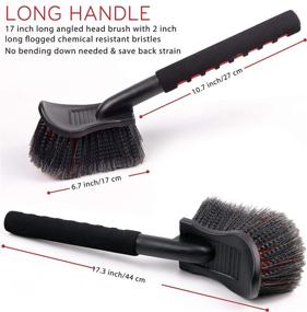 img 2 attached to 🧼 TAKAVU 17.5” Long Handle Wheel Tire Body Brush - Ideal for Easy Scrubbing, Premium Soft Bristle Ensures Durability, Efficiently Cleans Dirty Tires & Releases Dirt and Road Grime