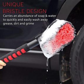 img 1 attached to 🧼 TAKAVU 17.5” Long Handle Wheel Tire Body Brush - Ideal for Easy Scrubbing, Premium Soft Bristle Ensures Durability, Efficiently Cleans Dirty Tires & Releases Dirt and Road Grime