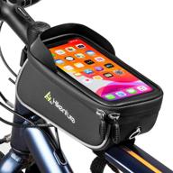 🚲 hikenture bike frame bag phone holder - waterproof bicycle phone mount top tube front storage case - 6.5" touch screen large cycling handlebar pack for iphone 11 pro plus xs max samsung galaxy s20 logo