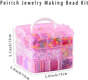 img 3 attached to 🎁 Peirich Bracelet-Making Bead Kits - Includes 44 Vibrant Colors Embroidery Floss in a 3-Tier Organizer Storage Box, Over 4900 Beads for Friendship Bracelets, Jewelry Making - Perfect Christmas Birthday Gift (Pink)