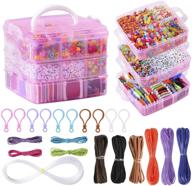 🎁 peirich bracelet-making bead kits - includes 44 vibrant colors embroidery floss in a 3-tier organizer storage box, over 4900 beads for friendship bracelets, jewelry making - perfect christmas birthday gift (pink) logo