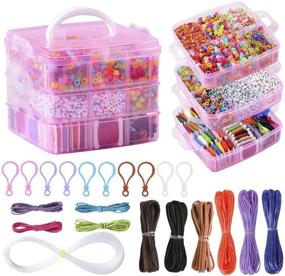 img 4 attached to 🎁 Peirich Bracelet-Making Bead Kits - Includes 44 Vibrant Colors Embroidery Floss in a 3-Tier Organizer Storage Box, Over 4900 Beads for Friendship Bracelets, Jewelry Making - Perfect Christmas Birthday Gift (Pink)