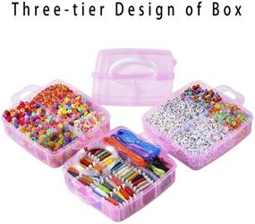 img 2 attached to 🎁 Peirich Bracelet-Making Bead Kits - Includes 44 Vibrant Colors Embroidery Floss in a 3-Tier Organizer Storage Box, Over 4900 Beads for Friendship Bracelets, Jewelry Making - Perfect Christmas Birthday Gift (Pink)