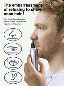 img 2 attached to 🚿 Waterproof Ear and Nose Hair Trimmer Clipper - Eyebrow Shaver Groomer Cleaner Unisex, Dual Edge Blades for Easy Cleansing, Battery-Free Operation
