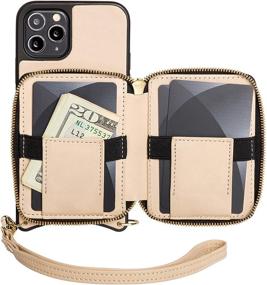 img 3 attached to 👜 Wilken Premium Leather iPhone 11 Crossbody Phone Case & Wallet Purse, Detachable Wristlet and Shoulder Strap, Secure Storage for Cash & Credit Cards in Zippered Pouch, Protective Lightweight Design (Cream, 11)