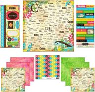 🌴 capture the spirit of cuba: scrapbook customs themed paper and stickers scrapbook kit, cuba paradise logo