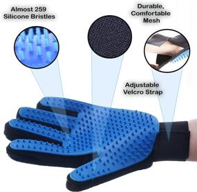 img 1 attached to 🐾 Pet Grooming Gloves: Gentle Hair Remover & Shedding Brush for Dogs & Cats with Long or Short Fur - Slicker Mitt Comb for Bathing, Deshedding, Petting & Massage - Pet Supplies with Bonus Massage Roller for Dogs & Cats