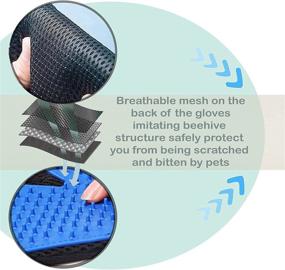 img 2 attached to 🐾 Pet Grooming Gloves: Gentle Hair Remover & Shedding Brush for Dogs & Cats with Long or Short Fur - Slicker Mitt Comb for Bathing, Deshedding, Petting & Massage - Pet Supplies with Bonus Massage Roller for Dogs & Cats