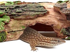 img 2 attached to 🐊 BWOGUE Reptile Habitat Décor: Log Hideouts for Lizards, Leopard Geckos, Spiders, Snakes, Fish, Shrimp, and Turtles