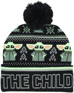 get your star wars the child baby yoda fairisle cuff knit pom youth beanie for ultimate style! logo