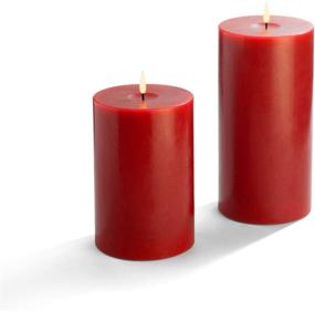 img 2 attached to Enhance Your Fall Décor with Burgundy Wax Red Flameless Candles - 2 Pack, 🕯️ Remote Controlled, Flickering 3D LED Flame & Wick, Timer, Battery Operated, Large 4 Inch Diameter