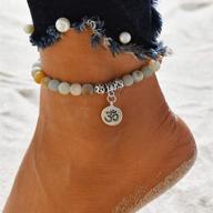 jovono boho natural stone anklets: stylish 3d anklet bracelets for women and girls (silver) logo