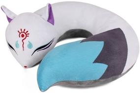 img 1 attached to AllLove4U Blue Cute Spirit Fox Plush Stuffed Toy U Shape Neck Pillow - Perfect Travel Pillow & Animation Gift