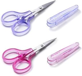 img 4 attached to 🔪 Beaditive High Precision Detail Scissors Set (2-Pc) - Sharp Fine Tips for Paper Cutting, Scrapbooking, Sewing, Crafting - Stainless Steel Scissors with Protective Jelly Cover