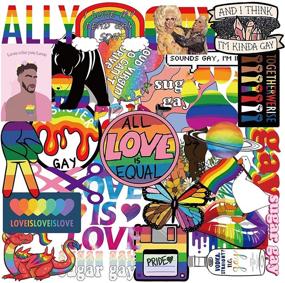 img 2 attached to 🏳️ 50 PCS Gay Pride Love Stickers - Bright Technicolor Rainbow Stripe Vinyl Waterproof Stickers for Laptop, Water Bottles, Luggage, Computer, Cellphone, Skateboard, Guitar, Flag - LGBT Support