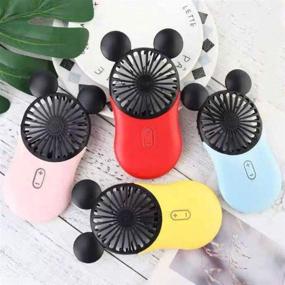 img 2 attached to Kbinter Cute Personal Mini Fan with LED Light – Handheld USB Rechargeable Fan 🐭 for Indoor or Outdoor Activities, 3 Adjustable Speeds and Portable Holder – Cute Mouse Design (Blue)