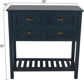 img 1 attached to Rustic Charm Meets Modern Functionality in the 🔵 Decor Therapy Bailey Beadboard 4-Drawer Console Table, 14x32x32, Antique Navy