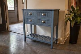 img 2 attached to Rustic Charm Meets Modern Functionality in the 🔵 Decor Therapy Bailey Beadboard 4-Drawer Console Table, 14x32x32, Antique Navy