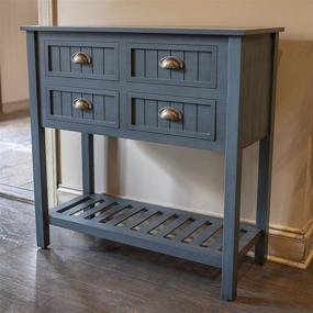 img 3 attached to Rustic Charm Meets Modern Functionality in the 🔵 Decor Therapy Bailey Beadboard 4-Drawer Console Table, 14x32x32, Antique Navy