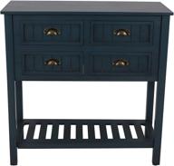 rustic charm meets modern functionality in the 🔵 decor therapy bailey beadboard 4-drawer console table, 14x32x32, antique navy logo