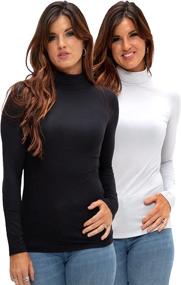 img 4 attached to DEVOPS Womens Turtleneck Stretch H LT Gray Sports & Fitness in Other Sports