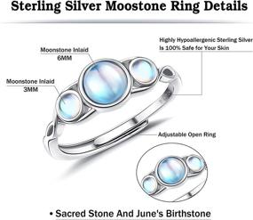 img 3 attached to 💍 Hypoallergenic Vintage Fansilver S925 Sterling Silver Adjustable Ring for Women with Rainbow Moonstone - Birthstone Wedding/Best Friends Gift in Box