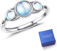 💍 hypoallergenic vintage fansilver s925 sterling silver adjustable ring for women with rainbow moonstone - birthstone wedding/best friends gift in box logo